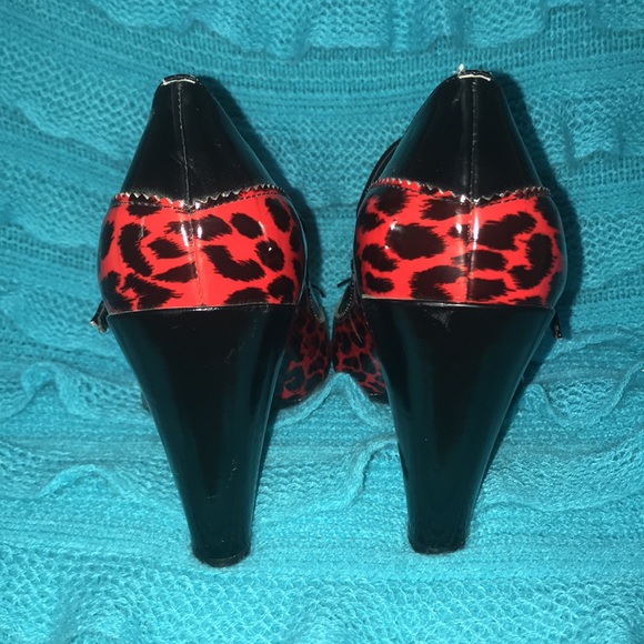 👠Paolo Corelli Red Leopard Print Heels D12 - Picture 4 of 4